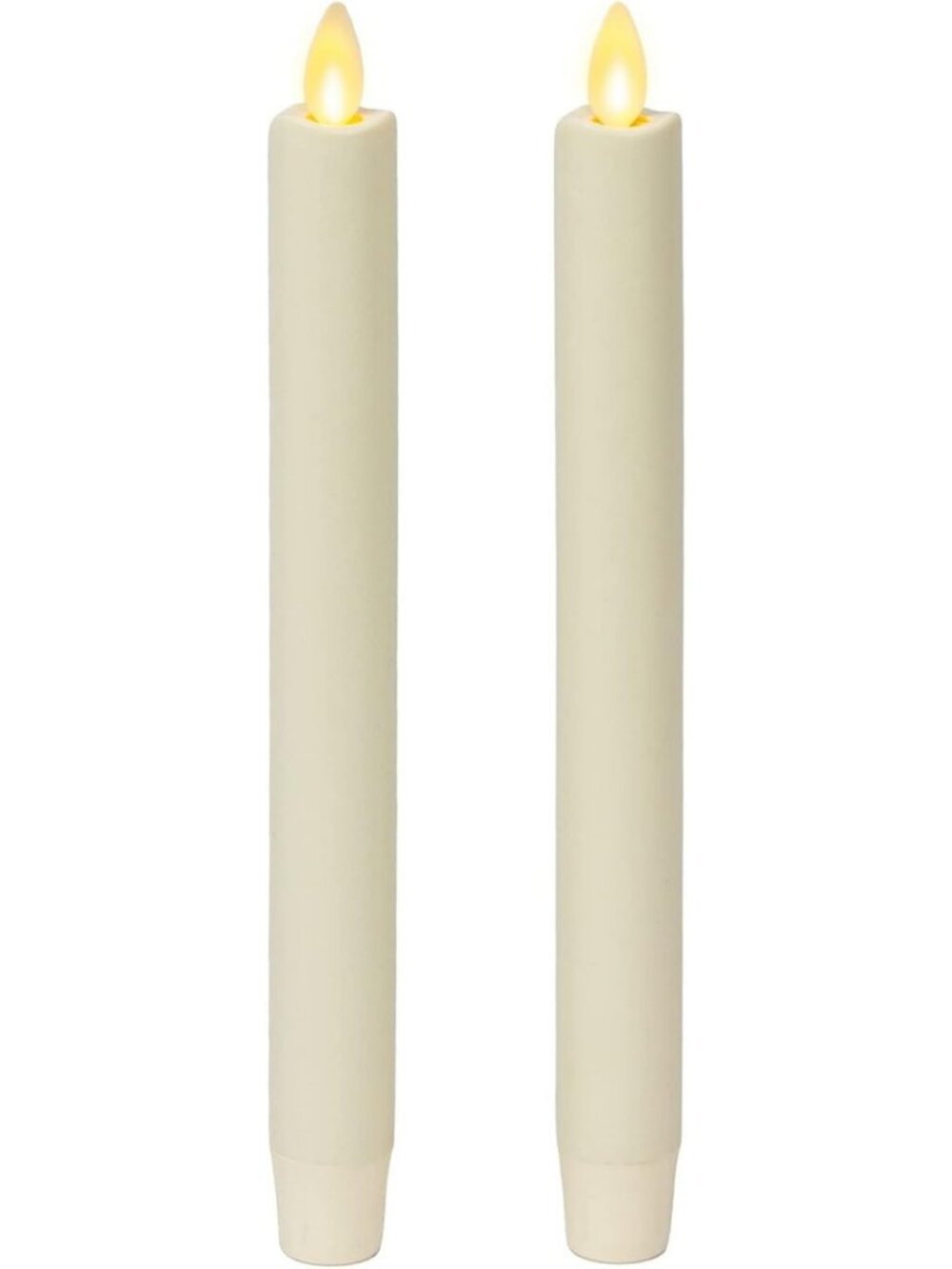 Set of 2 Flameless LED Taper Candles, Moving Flame, Melted Edge, Unscented White